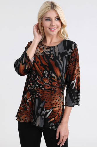 Plus Size Stretchy Merrow Top Quarter Sleeve -1058BN-QXP1-W207 - Jostar Online