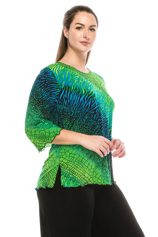 Plus Size Stretchy Merrow Top Quarter Sleeve-158BN-QXP-W182 - Jostar Online