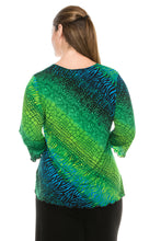 Load image into Gallery viewer, Plus Size Stretchy Merrow Top Quarter Sleeve-158BN-QXP-W182 - Jostar Online
