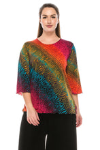 Load image into Gallery viewer, Plus Size Stretchy Merrow Top Quarter Sleeve-158BN-QXP-W182 - Jostar Online
