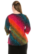 Load image into Gallery viewer, Plus Size Stretchy Merrow Top Quarter Sleeve-158BN-QXP-W182 - Jostar Online
