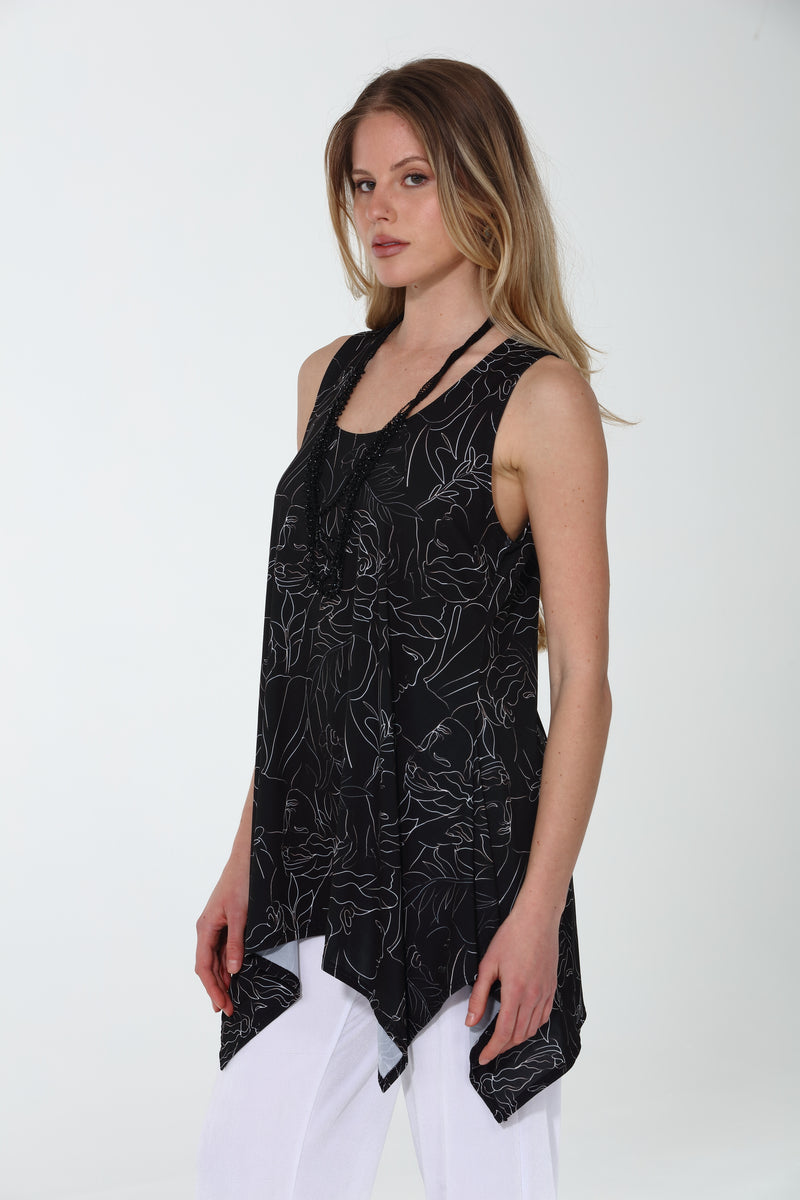 Plus Size HIT Shark Bite Hem Tank-2057HT-TXD1-D018