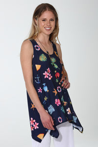 Plus Size HIT Shark Bite Hem Tank-2057HT-TXD1-D019