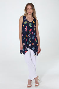 Plus Size HIT Shark Bite Hem Tank-2057HT-TXD1-D019