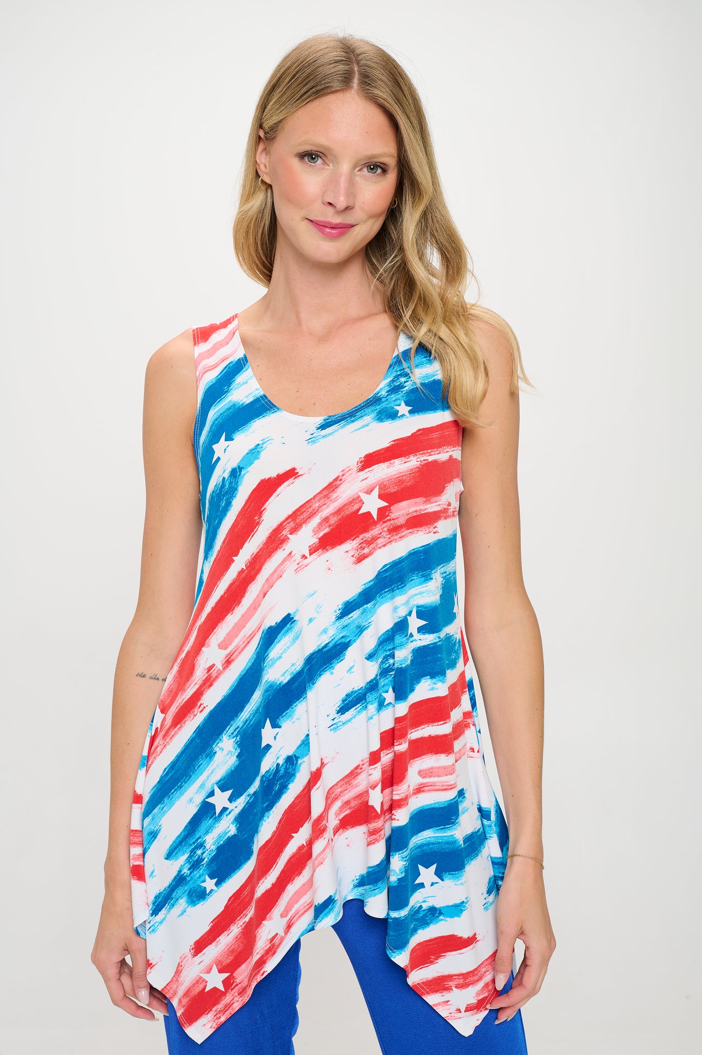 Print Shark Bite Hem Tank- 2057HT-TRP1-W384