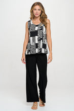 Load image into Gallery viewer, Plus Size Venechia Pleated Print Sleeveless Tank Top-2060VP-TXP1-W462
