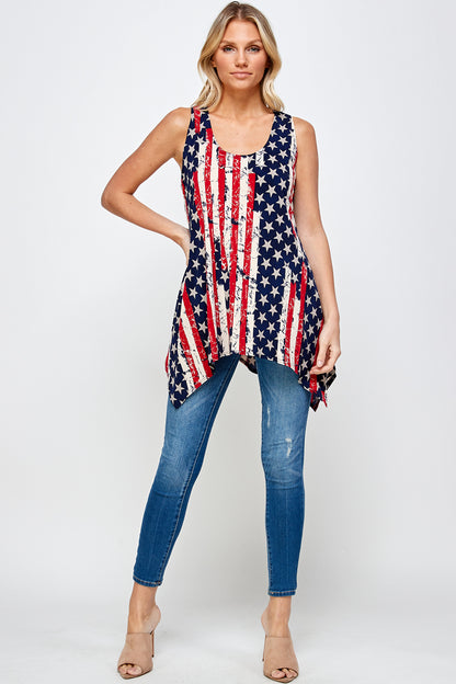 American Flag HIT Shark Bite Hem Tank- 2057HT-TRP1-W297