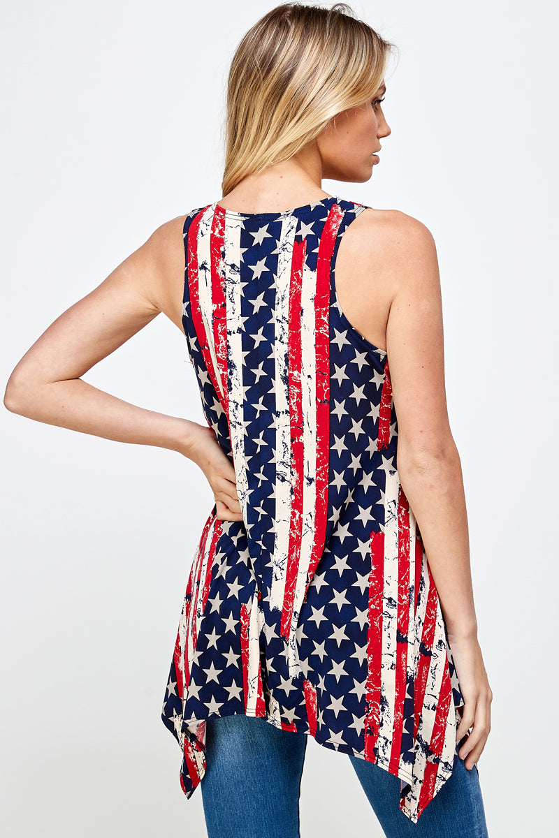 American Flag HIT Shark Bite Hem Tank- 2057HT-TRP1-W297