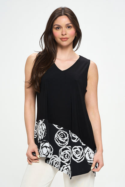 Chic Contrast V-Neck Sleeveless Tank-2062HT-TRP1-C-W342