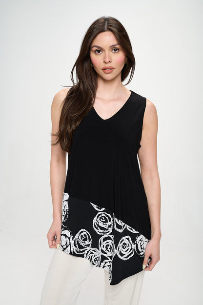 Chic Contrast V-Neck Sleeveless Tank-2062HT-TRP1-C-W342