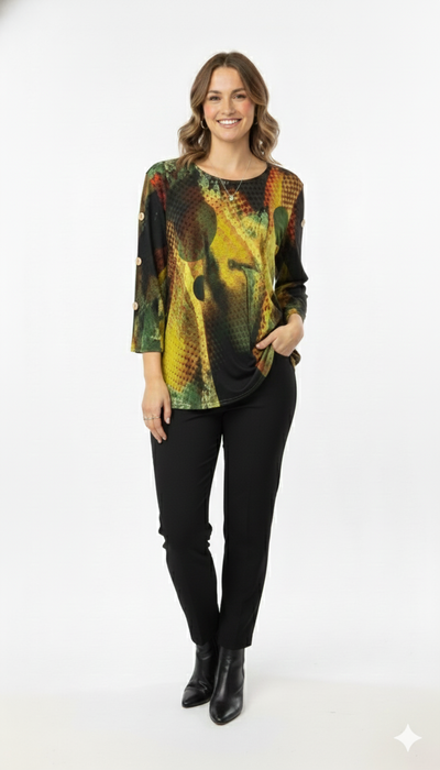 HIT Side Button Sleeve Top-3122HT-QRP1-W412