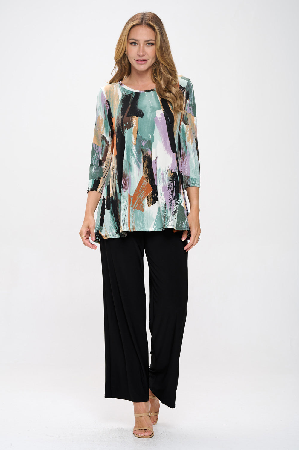 BNS Round Nk Band Tunic Top-3045BN-QRP1-W379