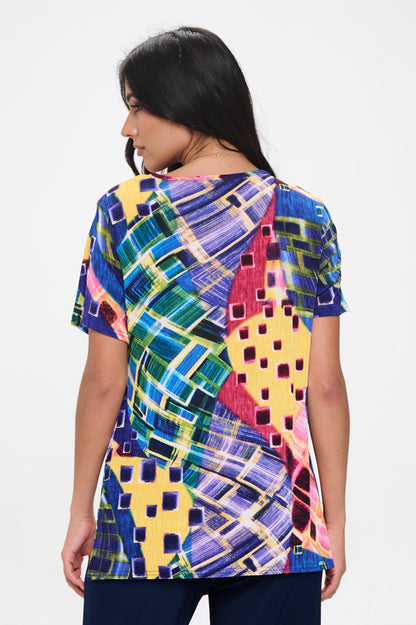 Print Point V-Neckline Top-3062BN-SRP1-W441