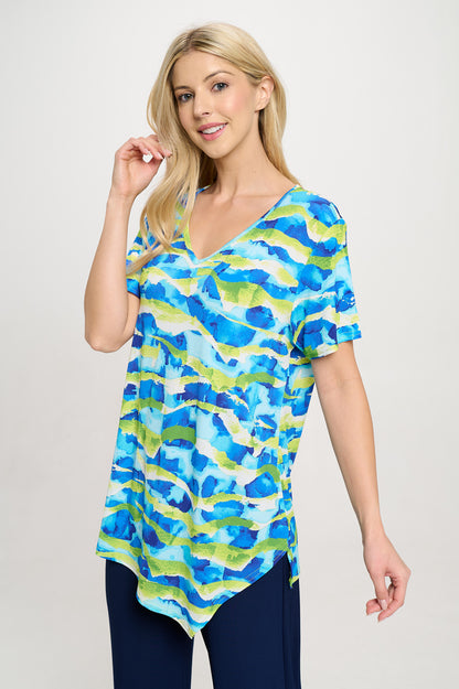 Print HIT Point V-Neckline Top-3062HT-SRD1-D010