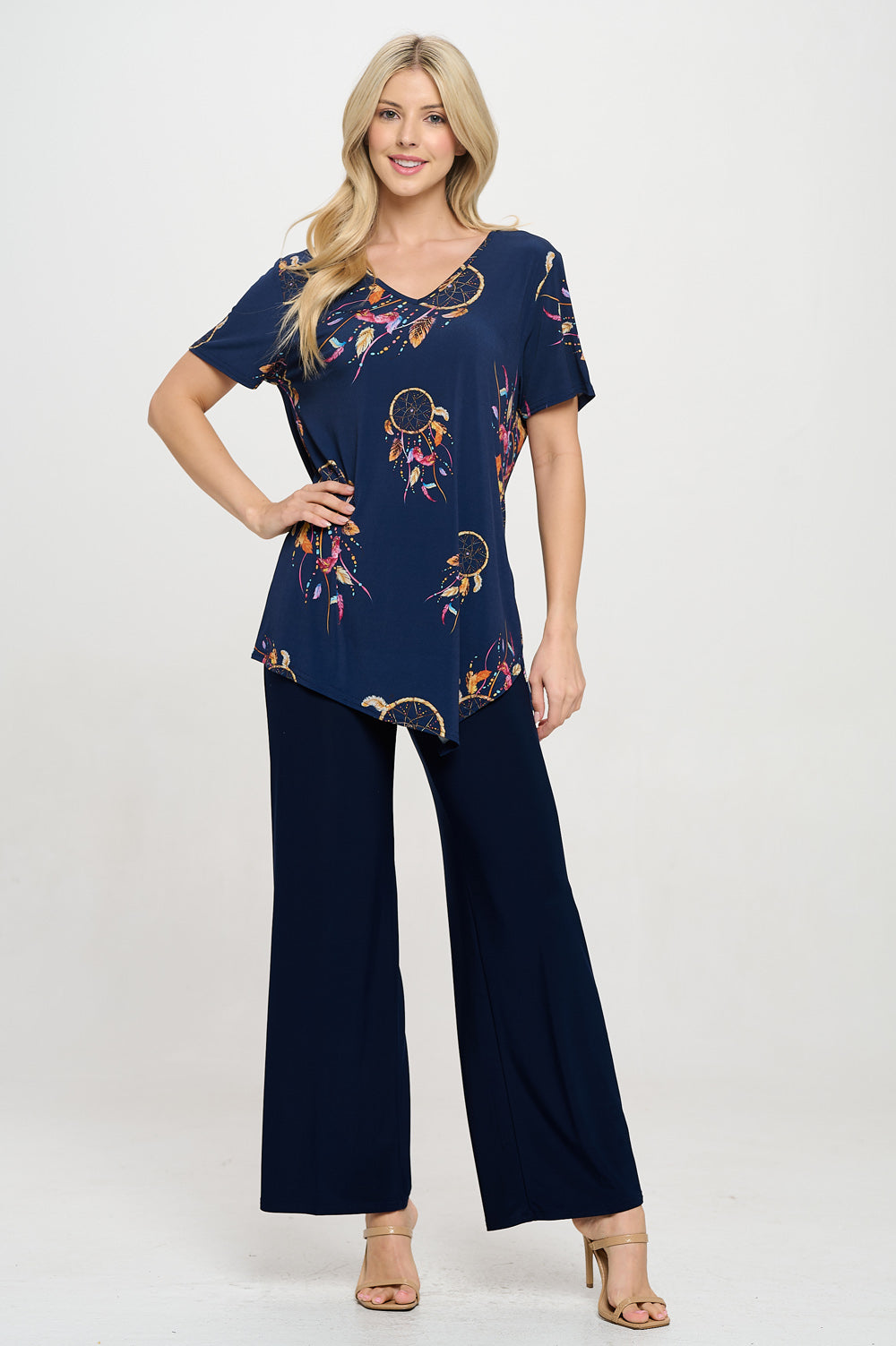 Print HIT Point V-Neckline Top-3062HT-SRD1-D012