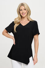 Load image into Gallery viewer, Plus Size Point V-Neckline Short Sleeve Top-3062HT-SXS1
