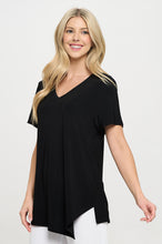 Load image into Gallery viewer, Plus Size Point V-Neckline Short Sleeve Top-3062HT-SXS1
