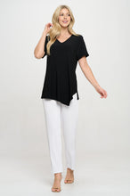 Load image into Gallery viewer, Plus Size Point V-Neckline Short Sleeve Top-3062HT-SXS1
