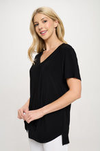 Load image into Gallery viewer, Plus Size Point V-Neckline Short Sleeve Top-3062HT-SXS1
