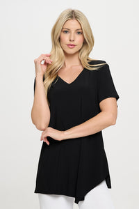 Plus Size Point V-Neckline Short Sleeve Top-3062HT-SXS1