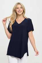 Load image into Gallery viewer, Plus Size Point V-Neckline Short Sleeve Top-3062HT-SXS1
