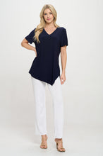 Load image into Gallery viewer, Plus Size Point V-Neckline Short Sleeve Top-3062HT-SXS1
