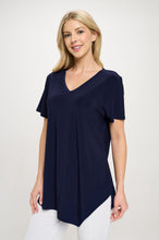 Load image into Gallery viewer, Plus Size Point V-Neckline Short Sleeve Top-3062HT-SXS1
