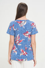 Load image into Gallery viewer, Print Boat Neckline Short Short Sleeve Top-3068HT-SRP1-W398
