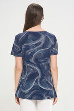Load image into Gallery viewer, Print Boat Neckline Short Short Sleeve Top-3068HT-SRP1-W411
