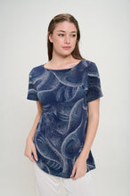 Load image into Gallery viewer, Print Boat Neckline Short Short Sleeve Top-3068HT-SRP1-W411
