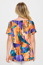 Load image into Gallery viewer, Print Boat Neckline Short Short Sleeve Top-3068HT-SRP1-W417

