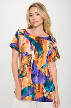 Load image into Gallery viewer, Print Boat Neckline Short Short Sleeve Top-3068HT-SRP1-W417
