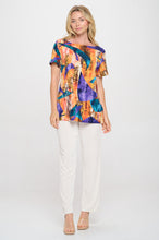 Load image into Gallery viewer, Print Boat Neckline Short Short Sleeve Top-3068HT-SRP1-W417
