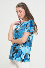 Load image into Gallery viewer, Print Boat Neckline Short Short Sleeve Top-3068HT-SRP1-W436
