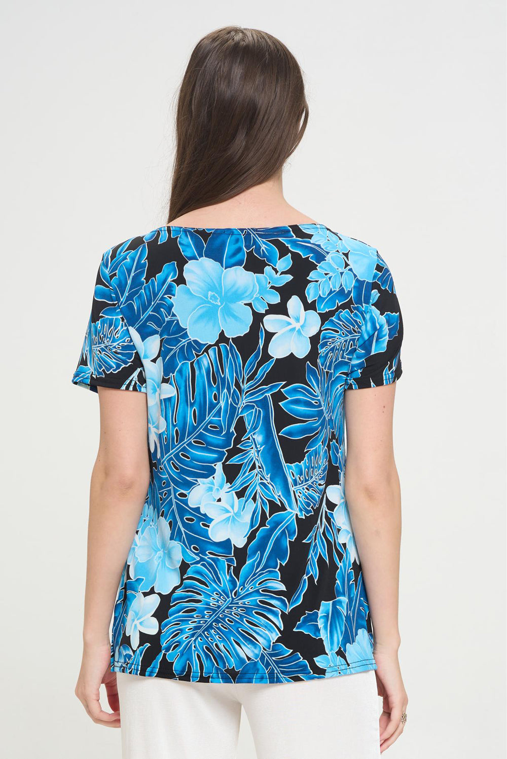 Print Boat Neckline Short Short Sleeve Top-3068HT-SRP1-W436