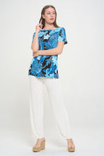 Load image into Gallery viewer, Print Boat Neckline Short Short Sleeve Top-3068HT-SRP1-W436
