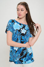 Load image into Gallery viewer, Print Boat Neckline Short Short Sleeve Top-3068HT-SRP1-W436
