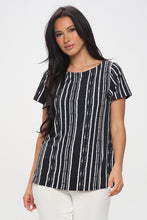 Load image into Gallery viewer, Print Boat Neckline Short Short Sleeve Top-3068HT-SRP1-W437
