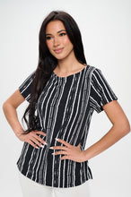 Load image into Gallery viewer, Print Boat Neckline Short Short Sleeve Top-3068HT-SRP1-W437

