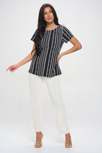 Load image into Gallery viewer, Print Boat Neckline Short Short Sleeve Top-3068HT-SRP1-W437
