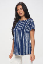 Load image into Gallery viewer, Print Boat Neckline Short Short Sleeve Top-3068HT-SRP1-W437
