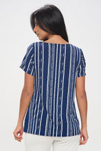 Load image into Gallery viewer, Print Boat Neckline Short Short Sleeve Top-3068HT-SRP1-W437
