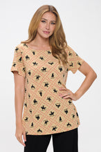 Load image into Gallery viewer, Print Boat Neckline Short Short Sleeve Top-3068HT-SRP1-W443

