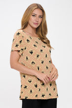 Load image into Gallery viewer, Print Boat Neckline Short Short Sleeve Top-3068HT-SRP1-W443
