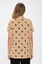 Load image into Gallery viewer, Print Boat Neckline Short Short Sleeve Top-3068HT-SRP1-W443
