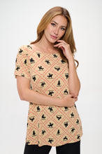 Load image into Gallery viewer, Print Boat Neckline Short Short Sleeve Top-3068HT-SRP1-W443

