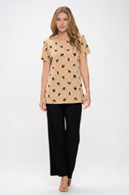 Load image into Gallery viewer, Print Boat Neckline Short Short Sleeve Top-3068HT-SRP1-W443
