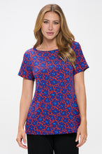 Load image into Gallery viewer, Print Boat Neckline Short Short Sleeve Top-3068HT-SRP1-W444
