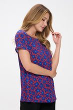 Load image into Gallery viewer, Print Boat Neckline Short Short Sleeve Top-3068HT-SRP1-W444

