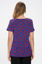 Load image into Gallery viewer, Print Boat Neckline Short Short Sleeve Top-3068HT-SRP1-W444
